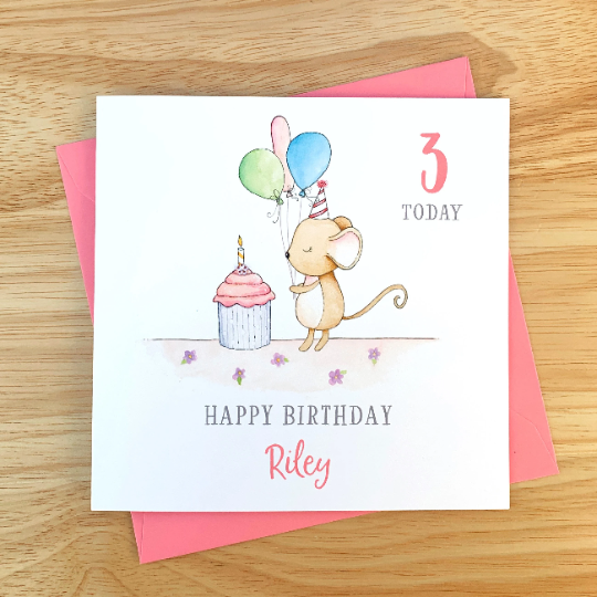 Personalised Handmade Children's Birthday Card  Mouse 1st, 2nd, 3rd, 4th